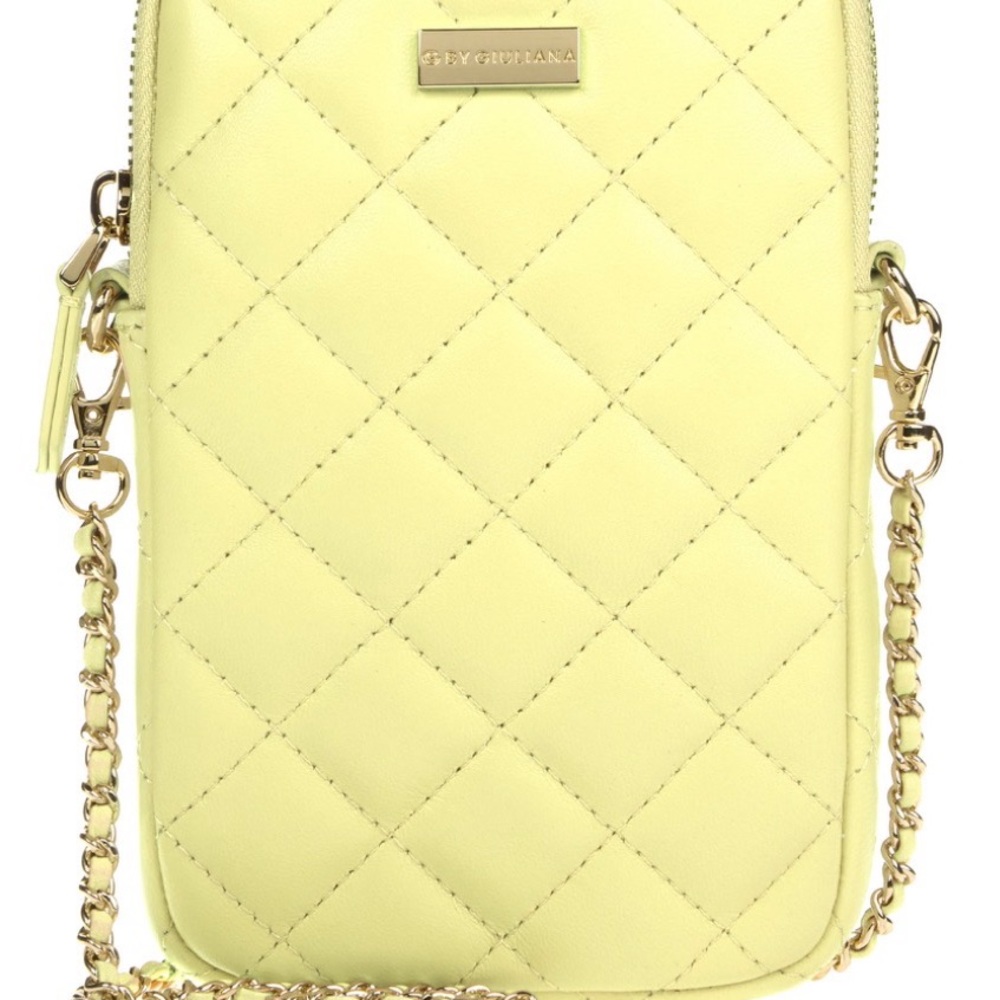 G by Giuliana Pistachio Yellow Quilted Crossbody Bag NWT